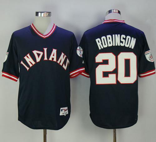 Indians #20 Eddie Robinson Navy Blue 1976 Turn Back The Clock Stitched MLB Jersey - Click Image to Close